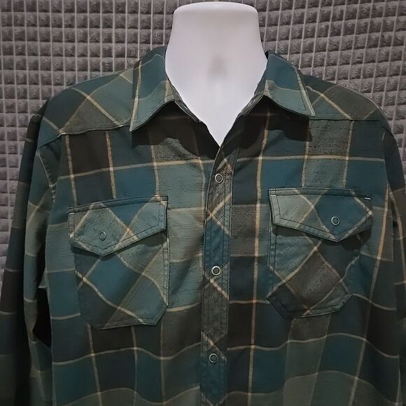 VTG LLBean Snap Flannel Shirt Mens XLTall Green Lightweight Canvas Long Sleeve - Picture 16 of 16